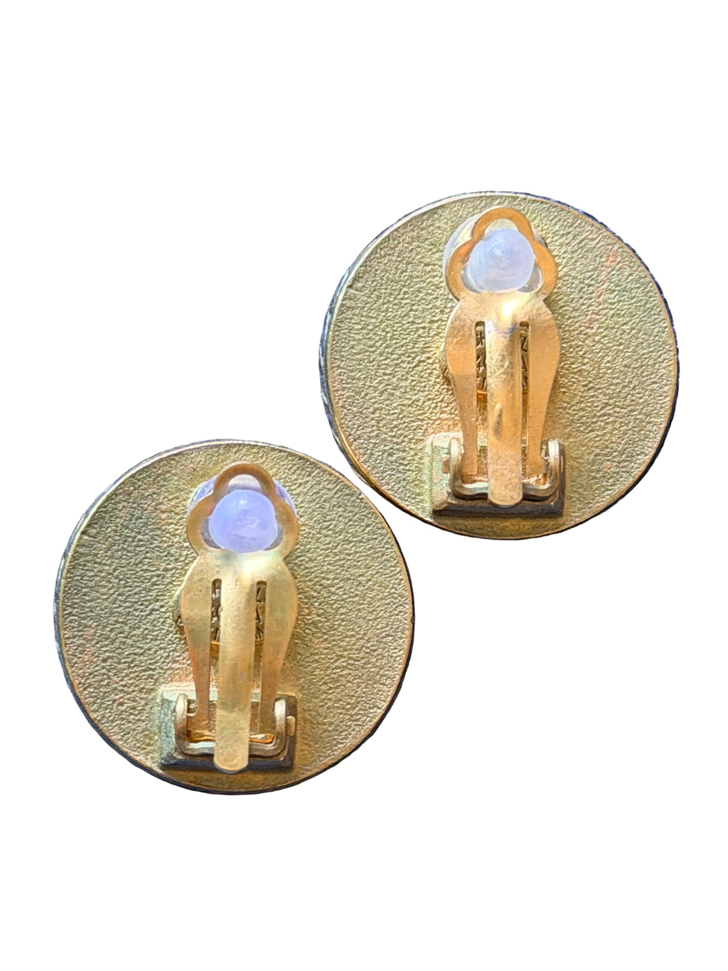 Vintage Chanel CC Button Clip Earrings