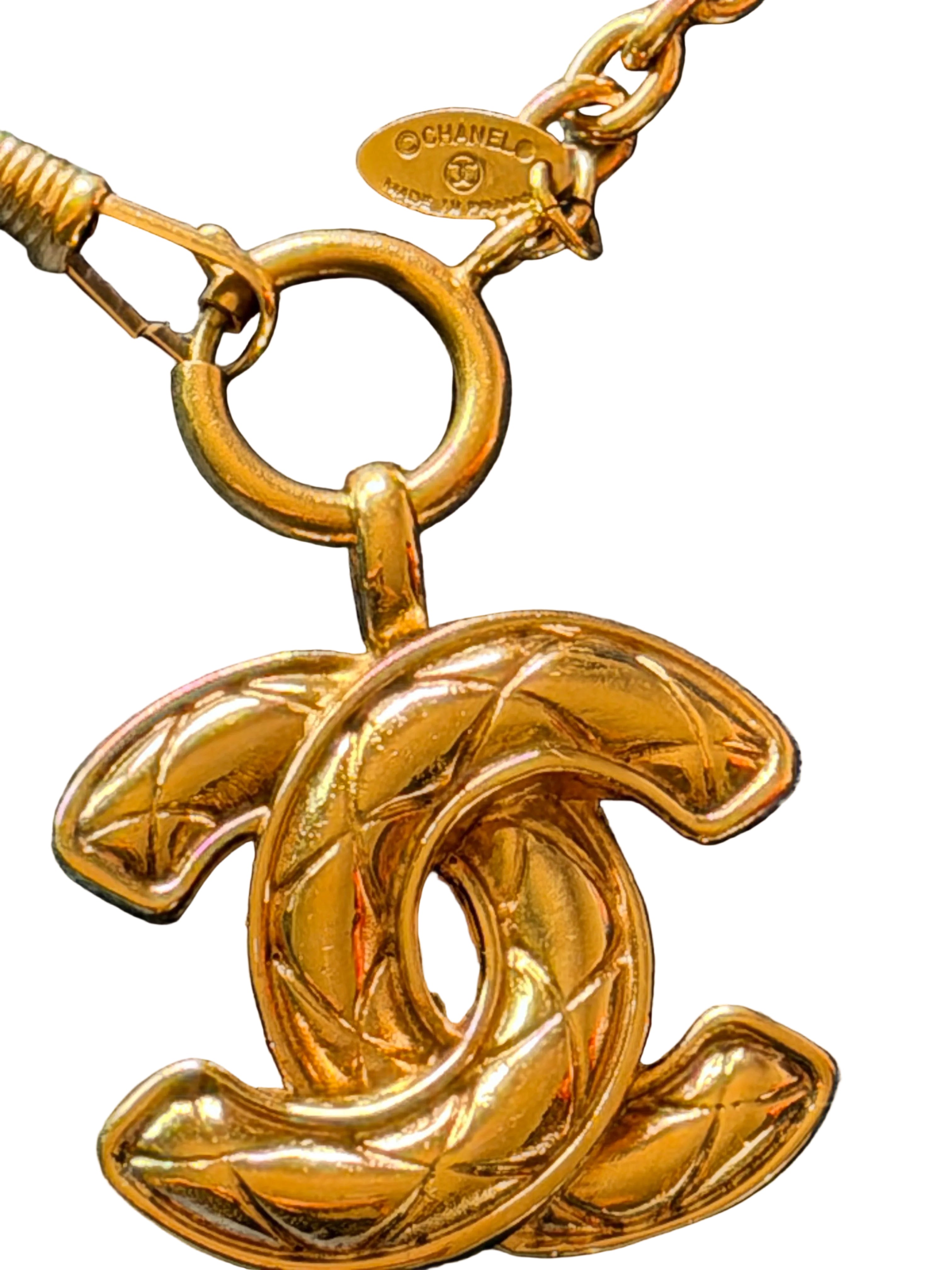 Chanel Vintage Gold-Tone CC Pendant Necklace | Small Size