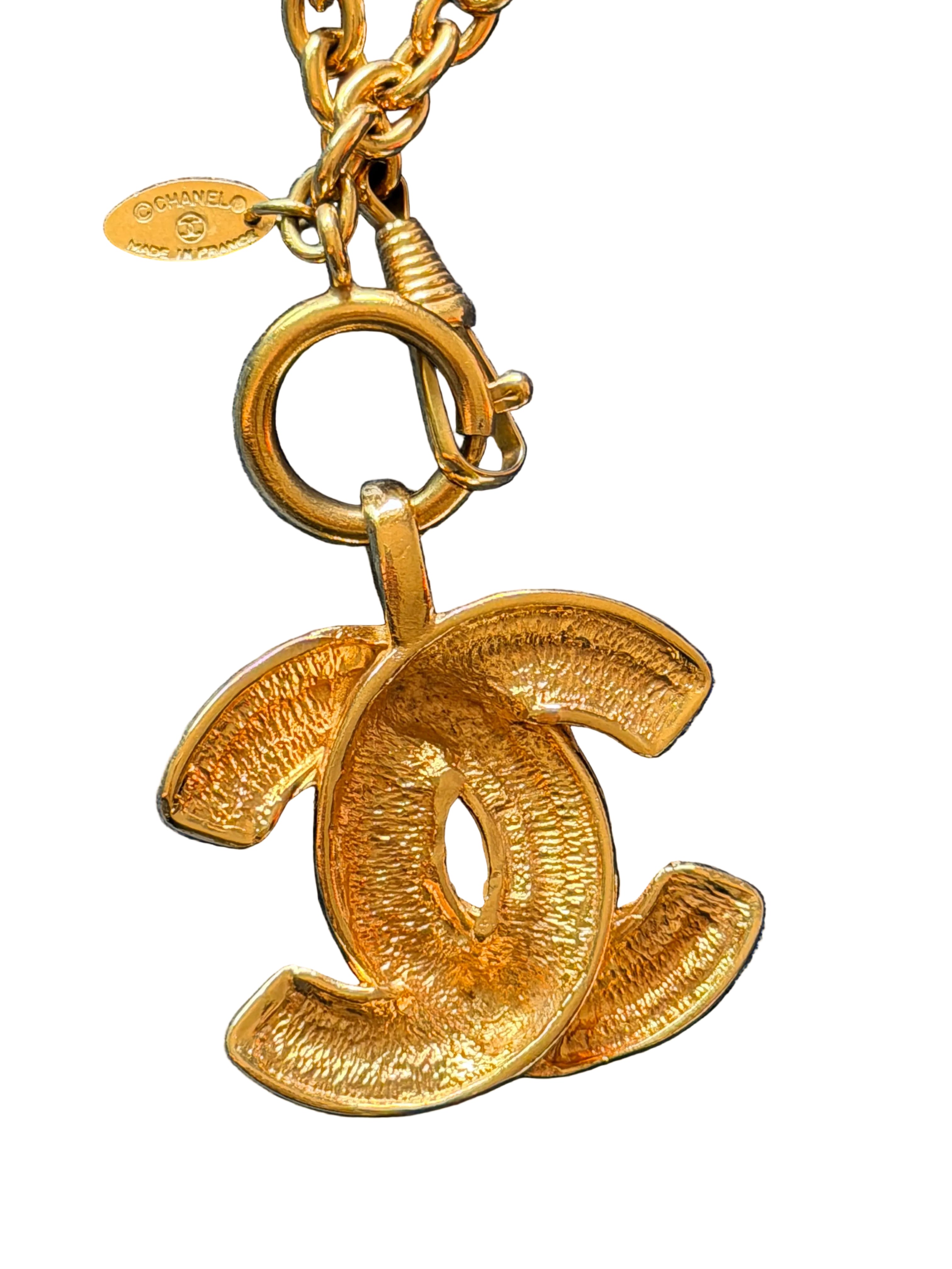 Chanel Vintage Gold-Tone CC Pendant Necklace | Small Size