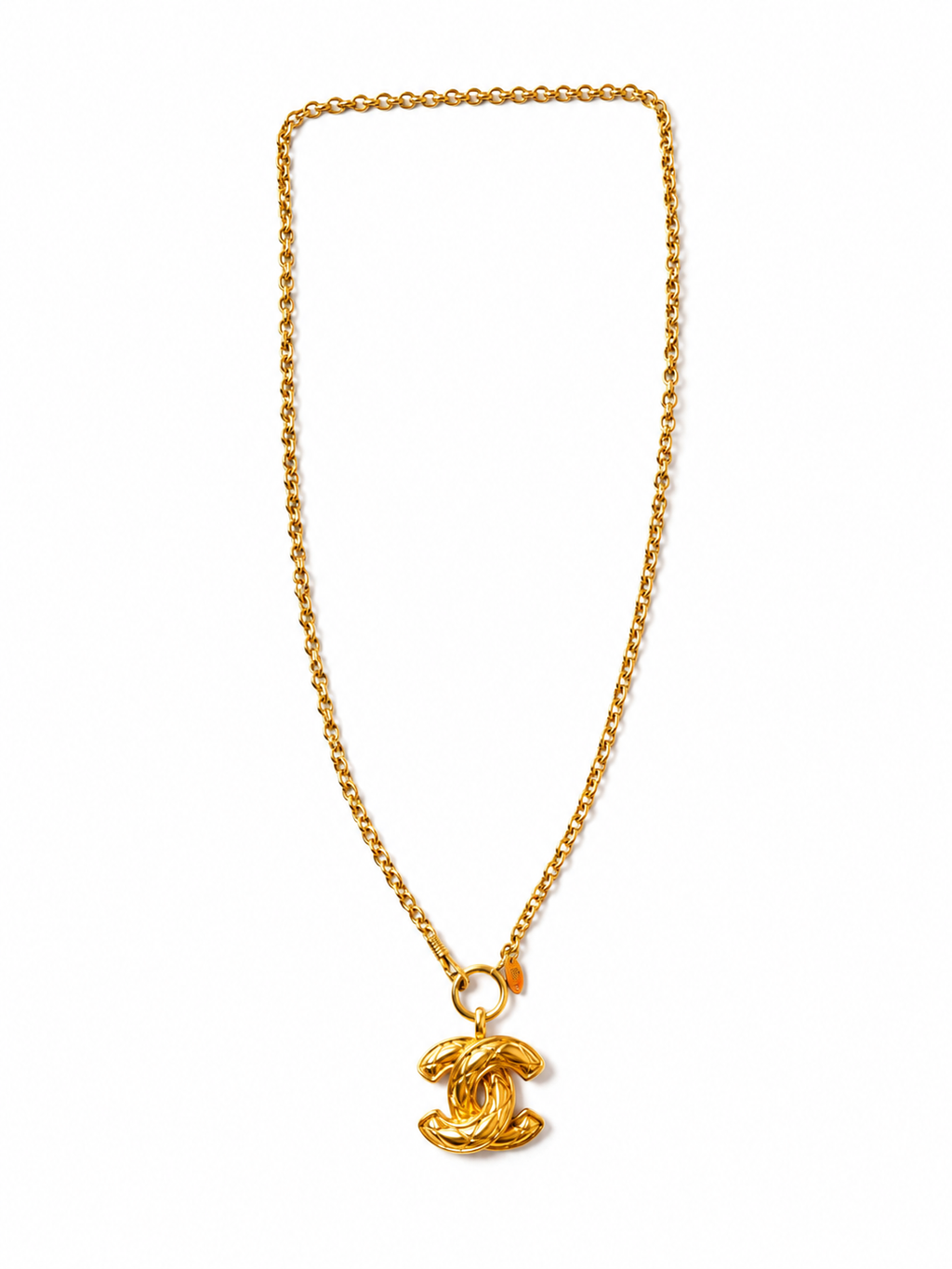Chanel Vintage Gold-Tone CC Pendant Necklace | Small Size