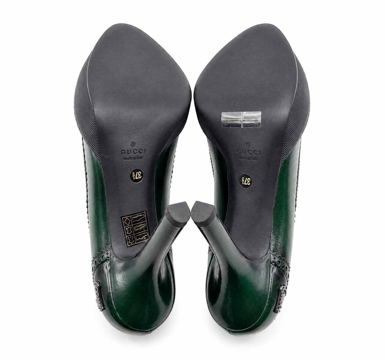 Gucci Green Leather Platform Pumps Size EU 37.5 / US 7.5 Made in Italy