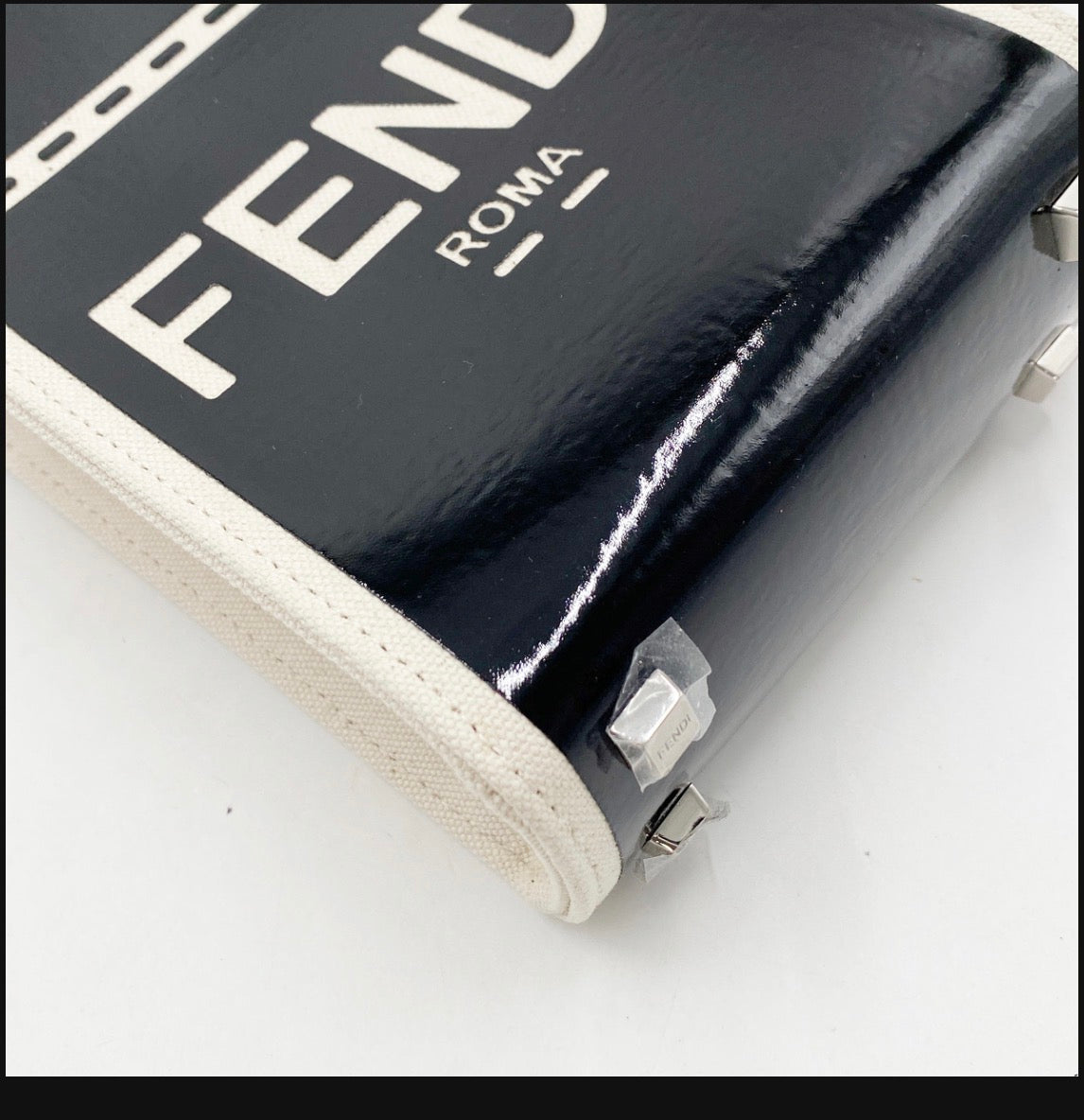 Fendi Sunshine Mini Shopper Tote Bag – Black Leather & Canvas Logo