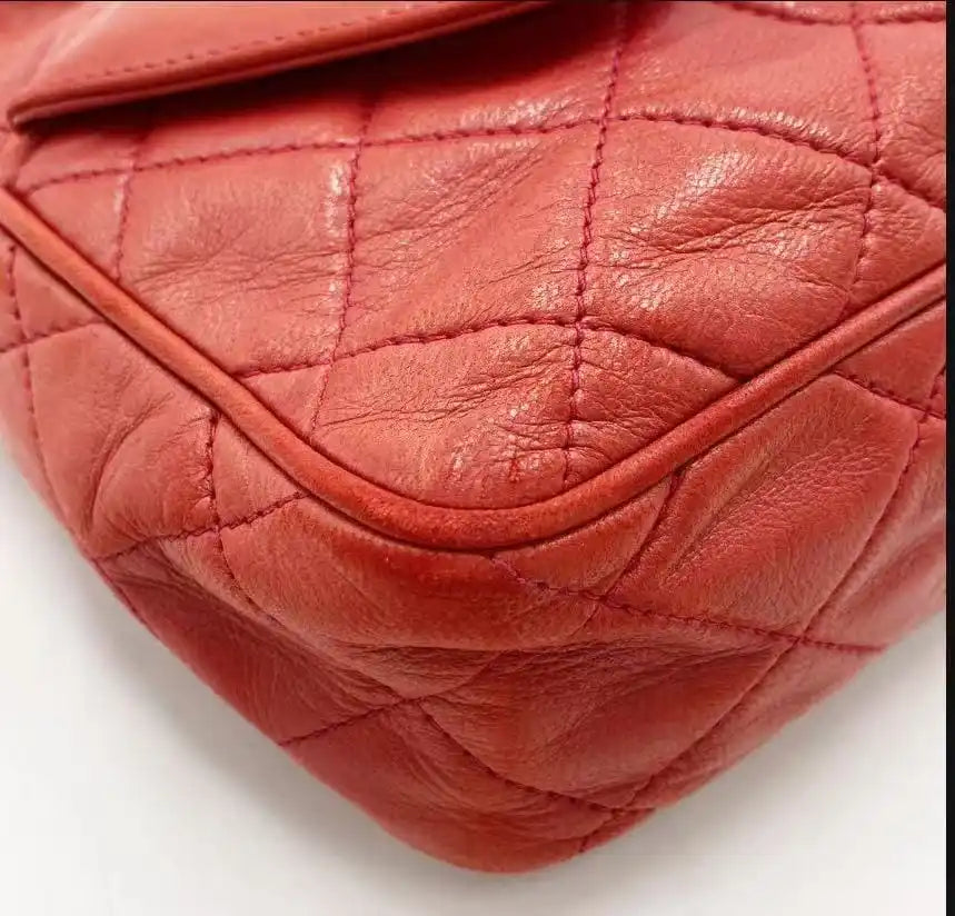 Vintage Chanel Quilted Lambskin Tassel Camera Bag - Red