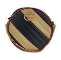 Gucci GG Marmont Round Mini Shoulder Bag - Diagonal Matelassé Black/Beige