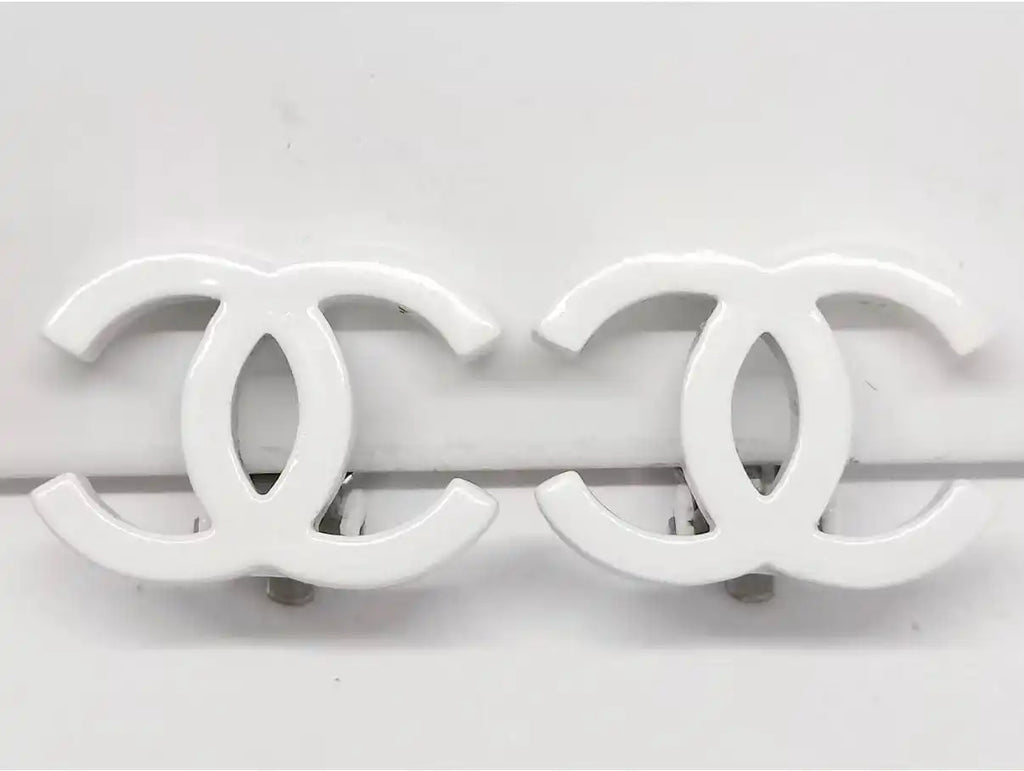 Vintage Chanel CC Logo Resin Clip-On Earrings