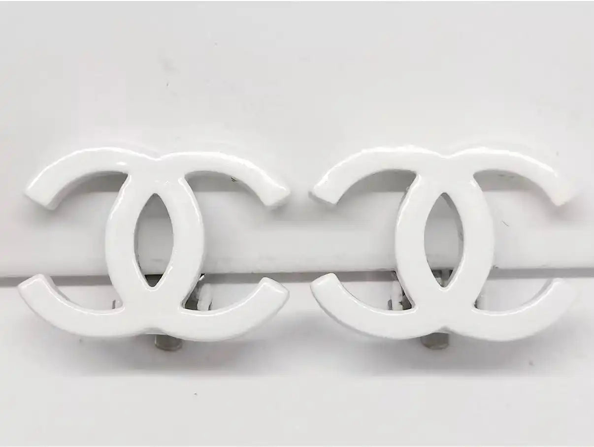 Vintage Chanel CC Logo Resin Clip-On Earrings