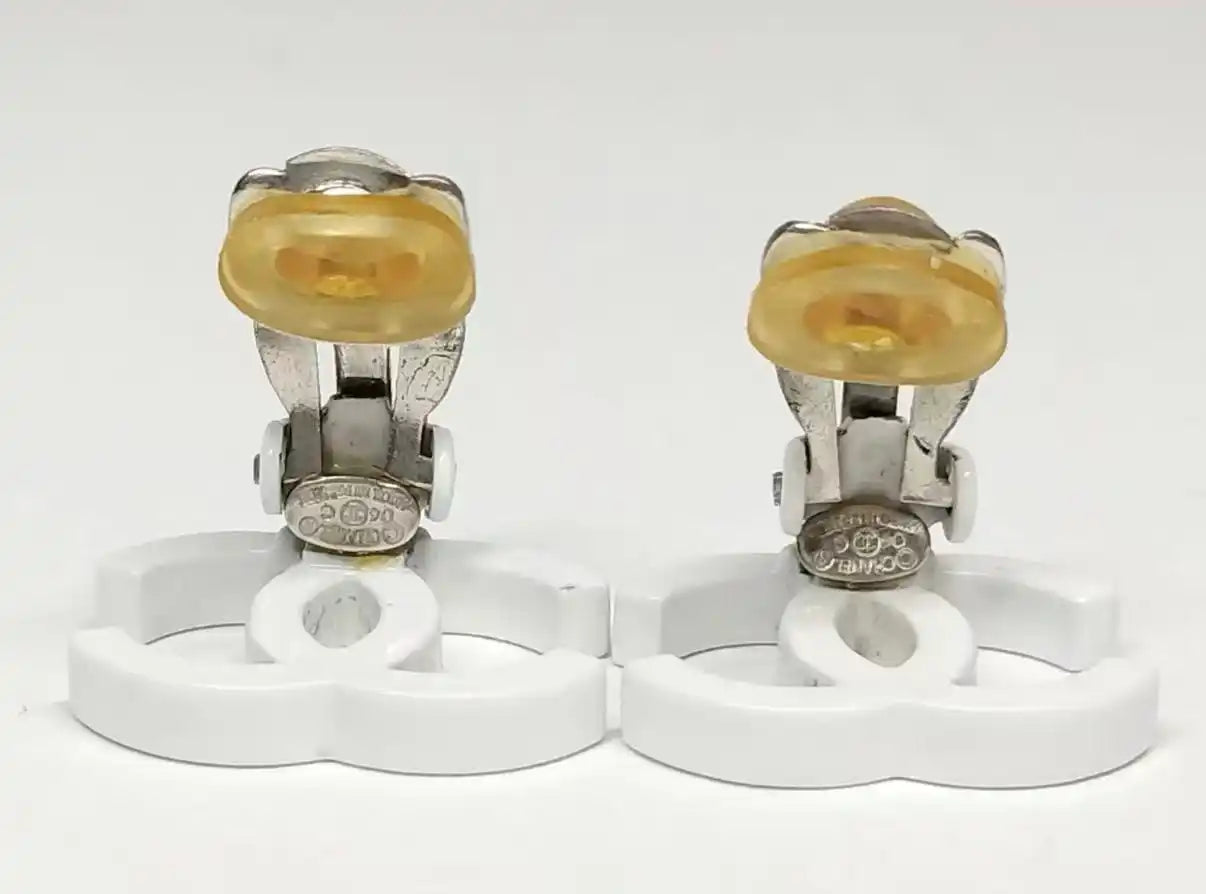 Vintage Chanel CC Logo Resin Clip-On Earrings
