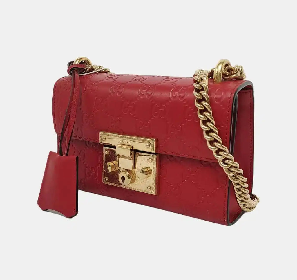 Gucci Padlock Signature Guccissima Red Shoulder Bag