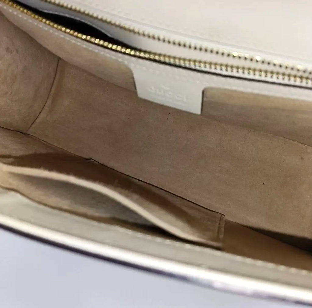 Gucci Sylvie Rose Embroidered Leather Shoulder Bag