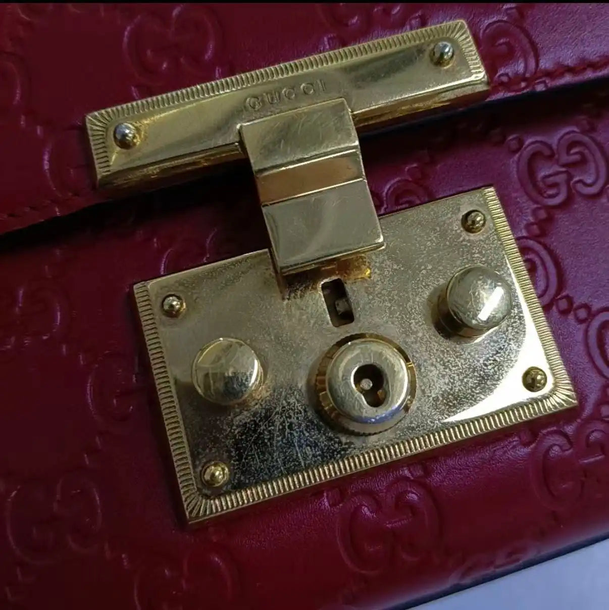 Gucci Padlock Signature Guccissima Red Shoulder Bag