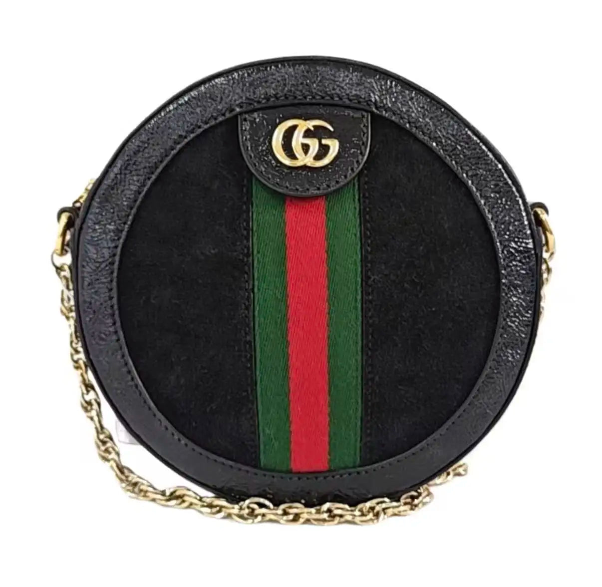 Gucci Ophidia Mini Round Shoulder Bag - Black Suede