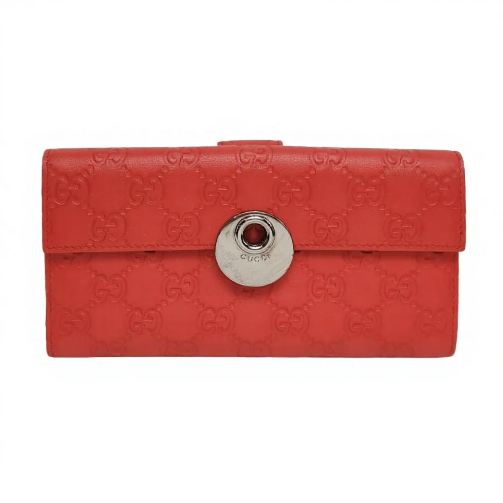 Gucci Microguccissima Red Leather Continental Flap Wallet