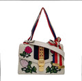 Gucci Sylvie Rose Embroidered Leather Shoulder Bag