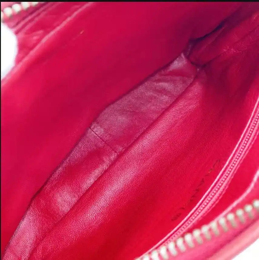 Vintage Chanel Quilted Lambskin Tassel Camera Bag - Red