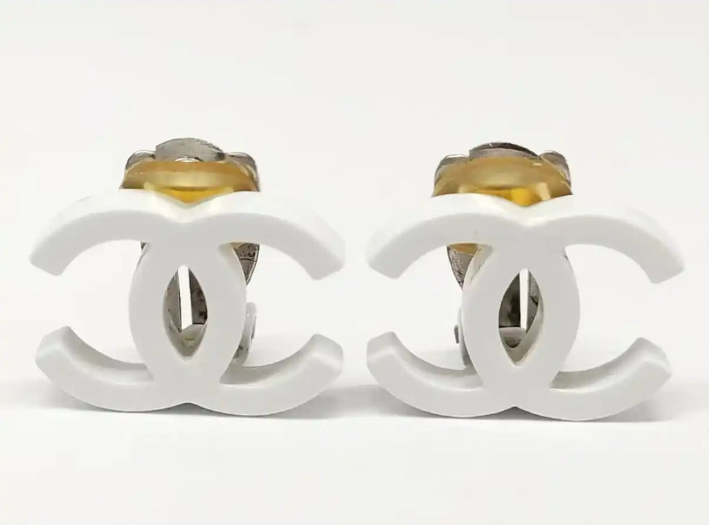 Vintage Chanel CC Logo Resin Clip-On Earrings