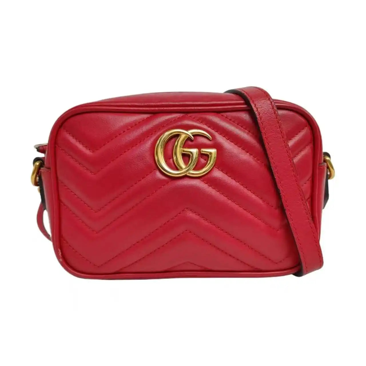 Gucci GG Marmont Matelassé Mini Bag - Red Chevron Leather