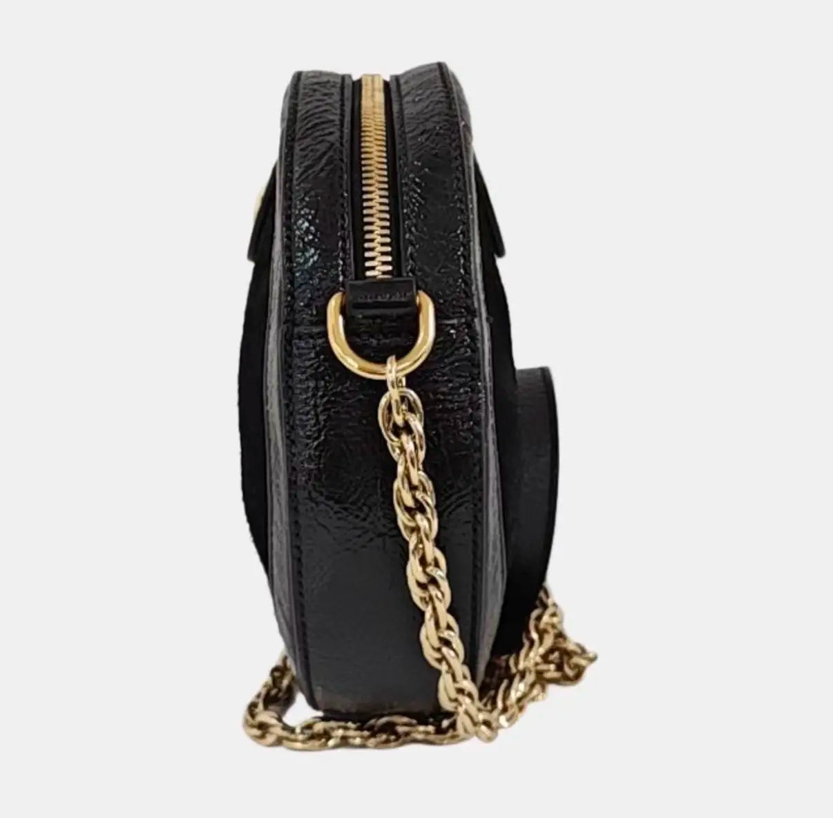Gucci Ophidia Mini Round Shoulder Bag - Black Suede