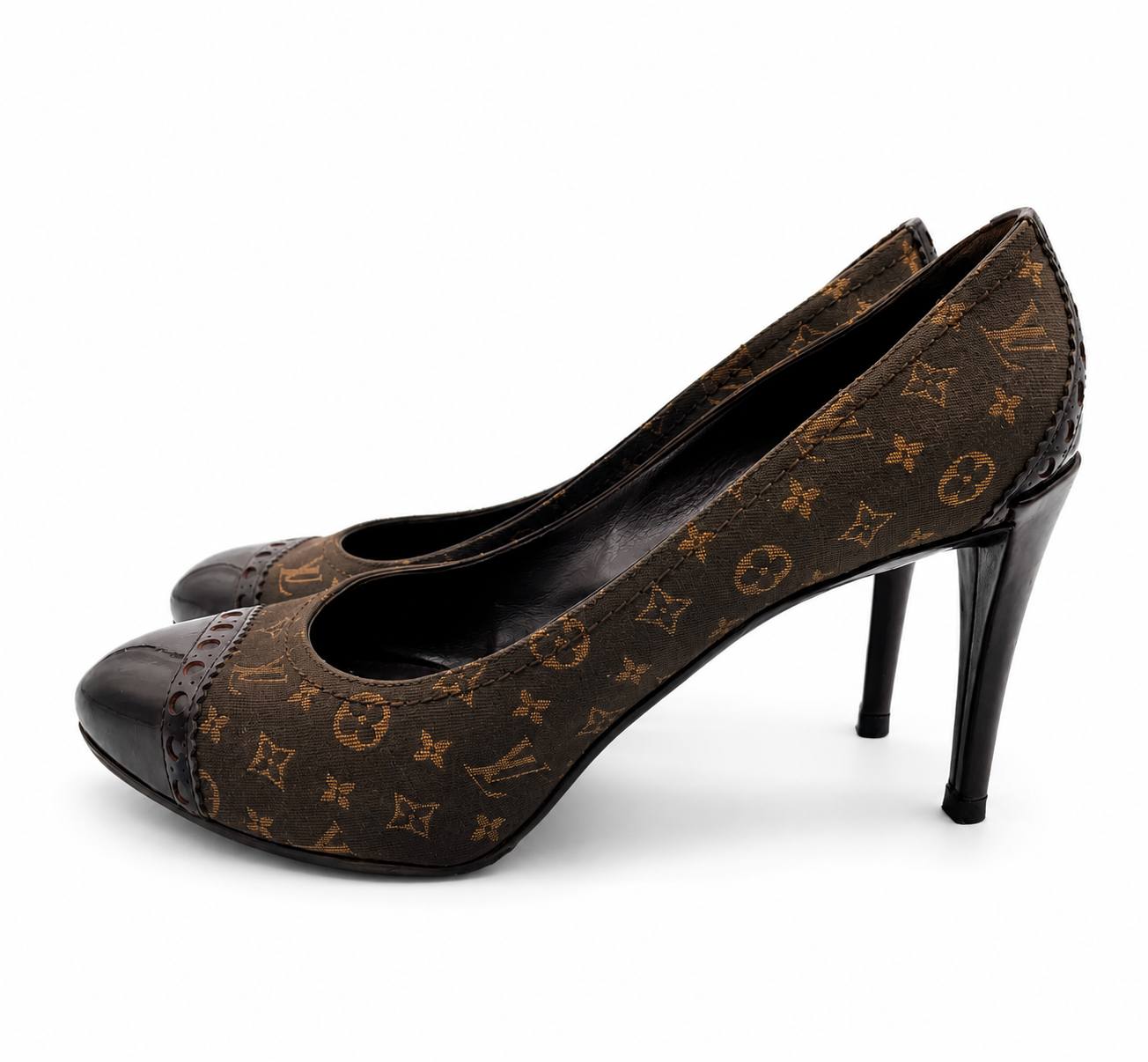 Louis Vuitton Monogram Idylle Patent Leather Pointed Toe Pumps Brown EU 37.5 / US 7