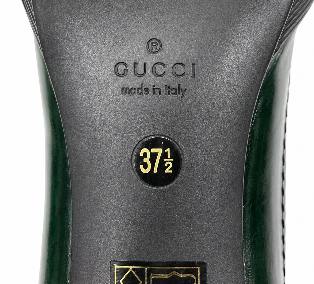 Gucci Green Leather Platform Pumps Size EU 37.5 / US 7.5 Made in Italy