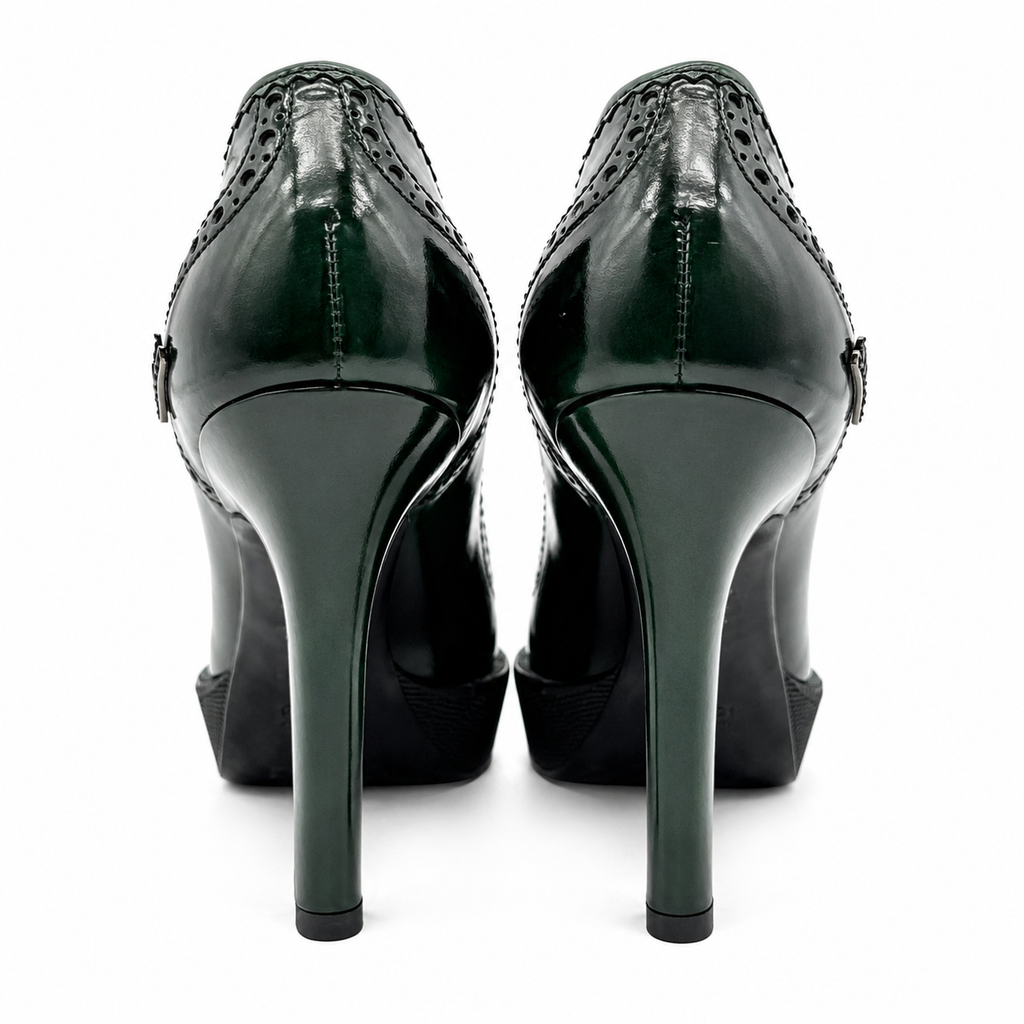 Gucci Green Leather Platform Pumps Size EU 37.5 / US 7.5 Made in Italy