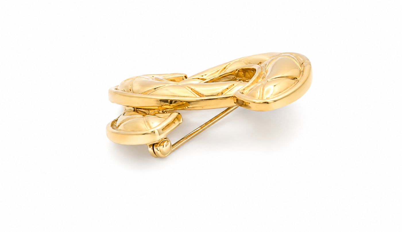 Chanel Small Quilted CC Brooch – Gold Tone (94P)