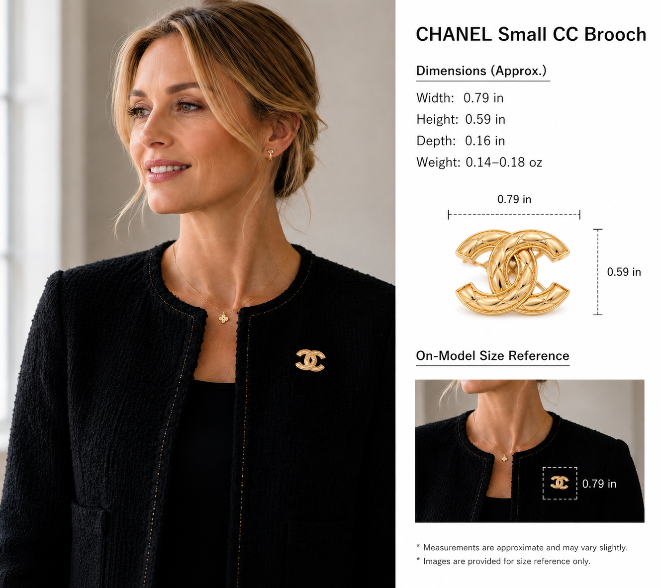 Chanel Small Quilted CC Brooch – Gold Tone (94P)