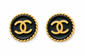 Vintage Chanel CC Button Clip Earrings