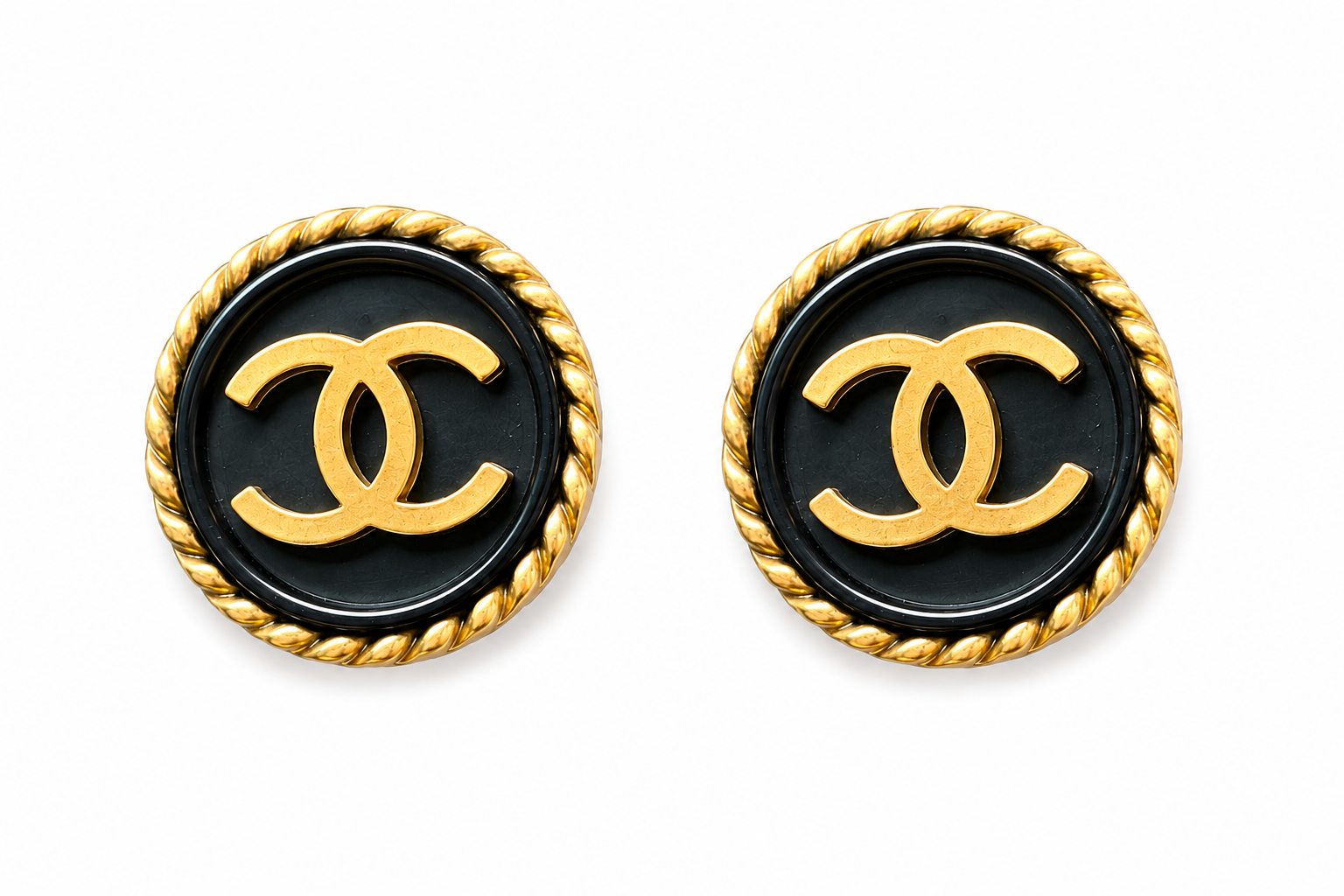 Vintage Chanel CC Button Clip Earrings