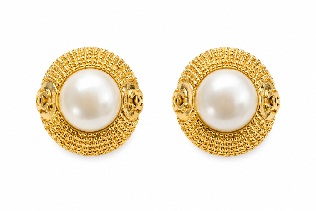Vintage Chanel Faux Pearl Clip-On Earrings