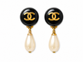 Vintage Chanel CC Pearl Drop Clip-On Earrings